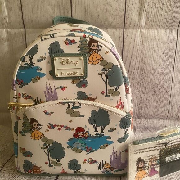 Loungefly Disney Princess Landscape Mini Backpack + cardholder - Picture 1 of 6